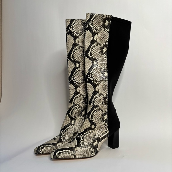 Good American The Statement Mix Knee High Boot Python Leather Size 11 - Picture 1 of 9
